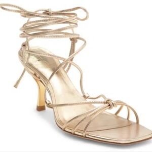 Reformation Gray Knotted Sandal In Gold